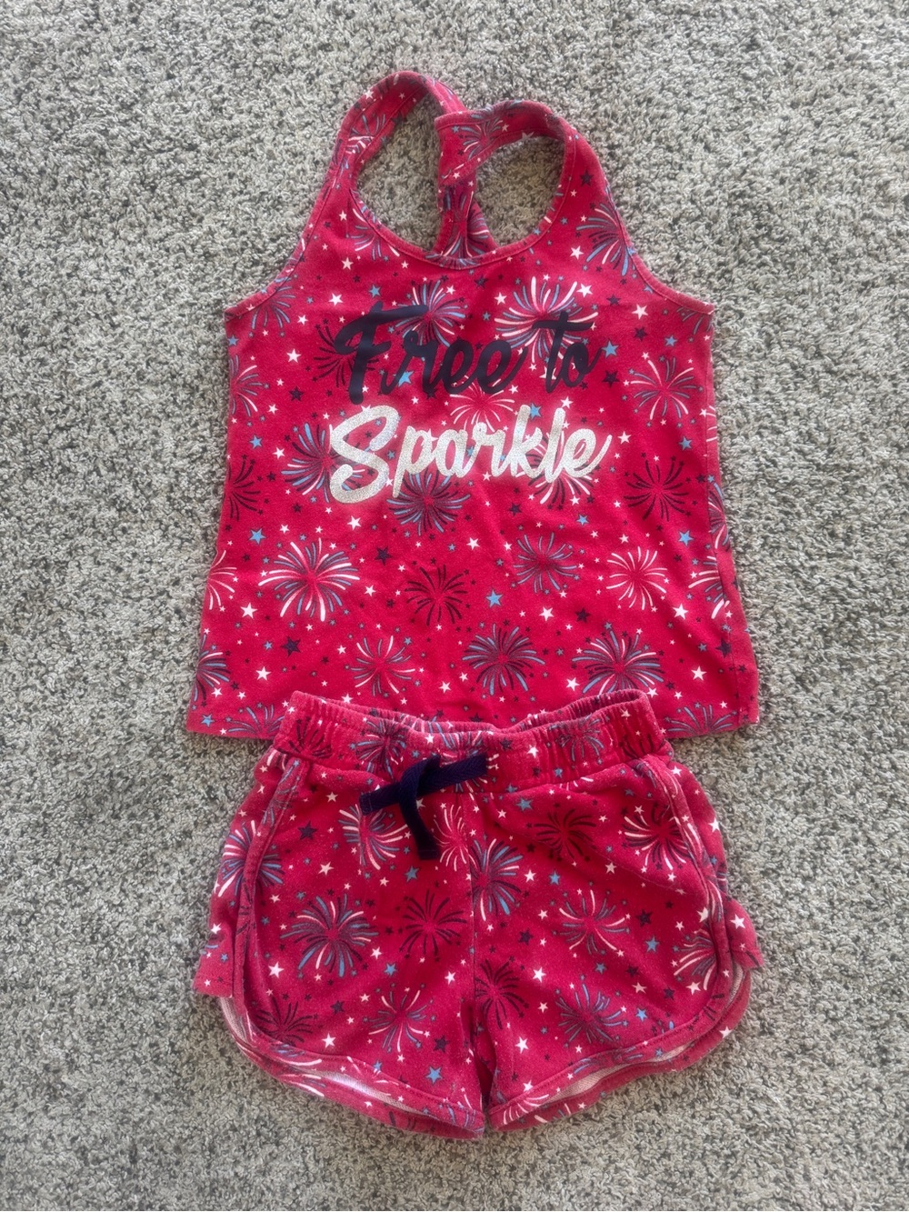 Kids Red 'Free to Sparkle' Matching Tank & Shorts Set